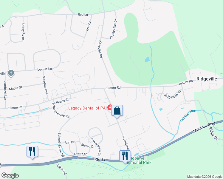 map of restaurants, bars, coffee shops, grocery stores, and more near 2 Kaseville Road in Danville