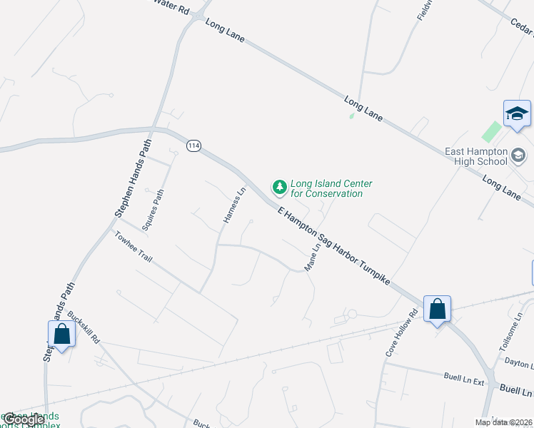 map of restaurants, bars, coffee shops, grocery stores, and more near 23 Cutter Court in East Hampton
