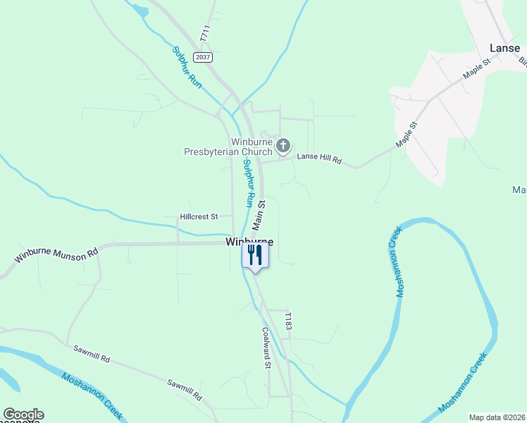 map of restaurants, bars, coffee shops, grocery stores, and more near Winburne Road in Winburne