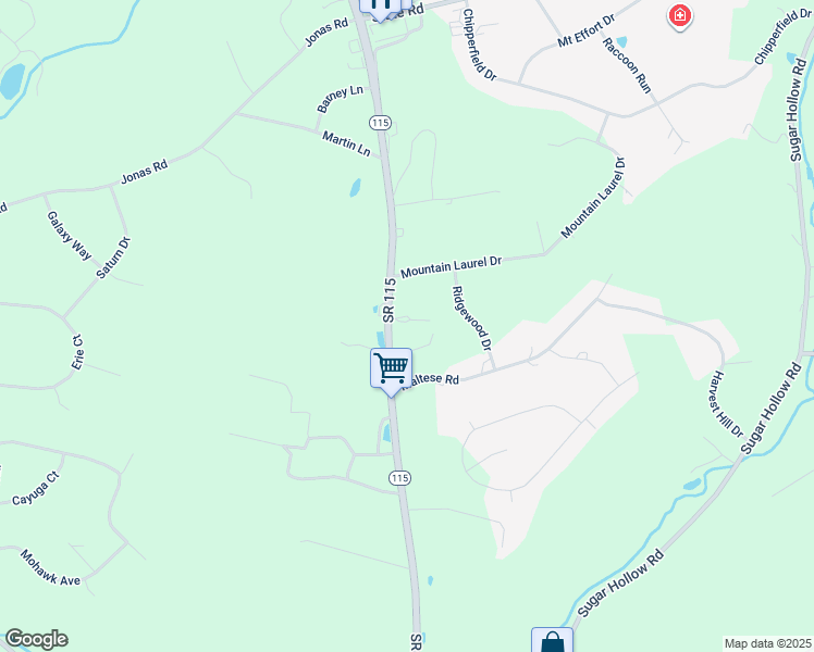 map of restaurants, bars, coffee shops, grocery stores, and more near Route 115 in Saylorsburg