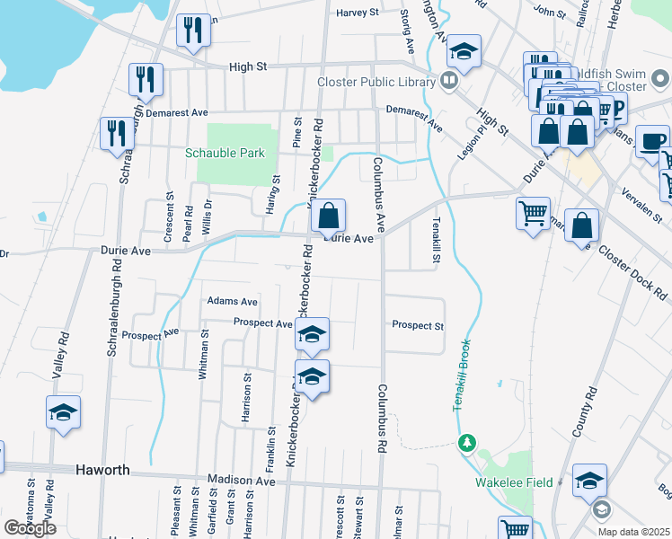 map of restaurants, bars, coffee shops, grocery stores, and more near 10 Grove St in Closter
