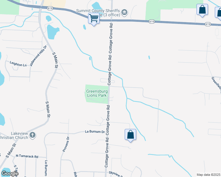 map of restaurants, bars, coffee shops, grocery stores, and more near 4173 Cottage Grove Road in Uniontown