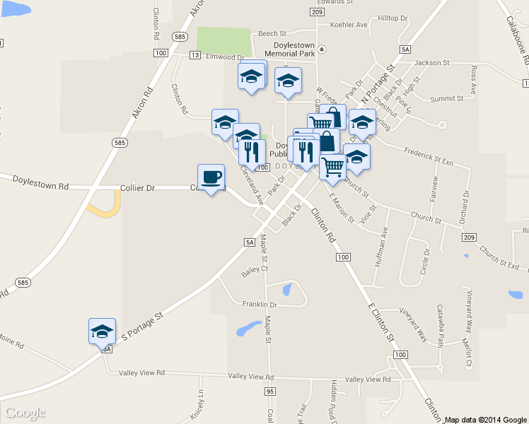 map of restaurants, bars, coffee shops, grocery stores, and more near 104 South Portage Street in Doylestown