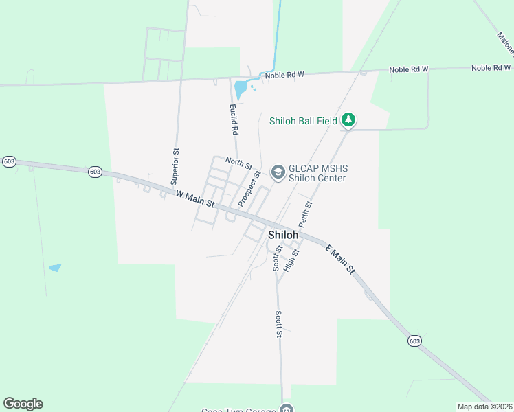 map of restaurants, bars, coffee shops, grocery stores, and more near 13 Mechanics Street in Shiloh