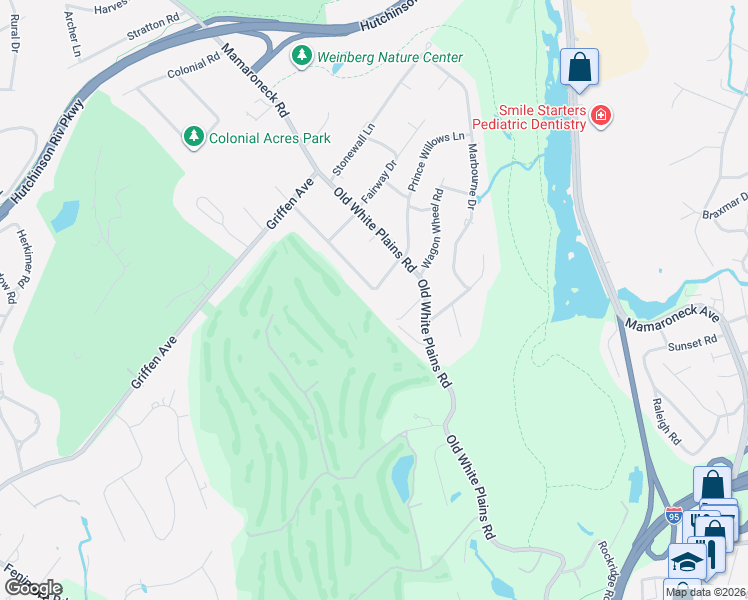 map of restaurants, bars, coffee shops, grocery stores, and more near 9 Carriage House Lane in Mamaroneck
