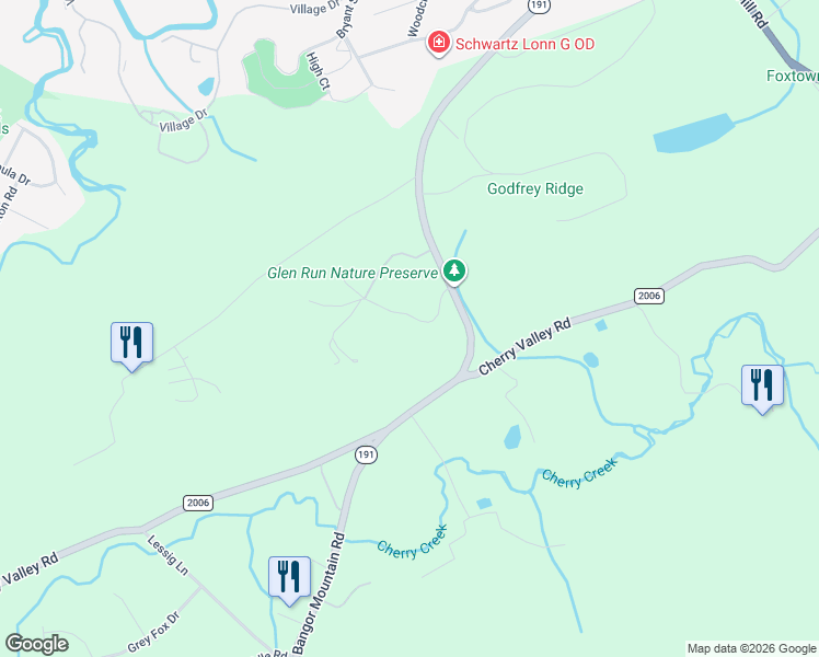 map of restaurants, bars, coffee shops, grocery stores, and more near 2 Bel Tor Drive in Stroudsburg
