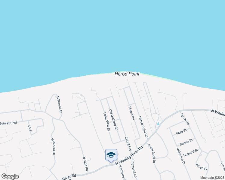 map of restaurants, bars, coffee shops, grocery stores, and more near 209 Cliff Road West in Wading River