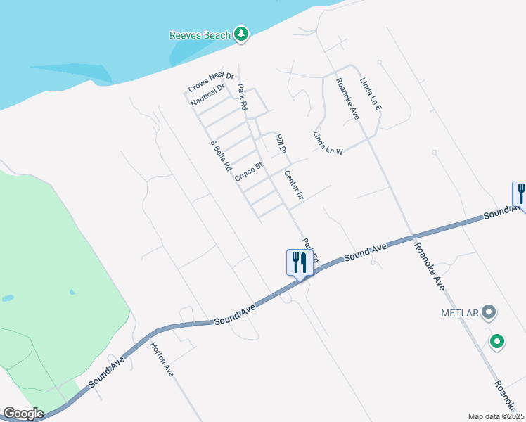 map of restaurants, bars, coffee shops, grocery stores, and more near 7 Overbrook Street in Riverhead