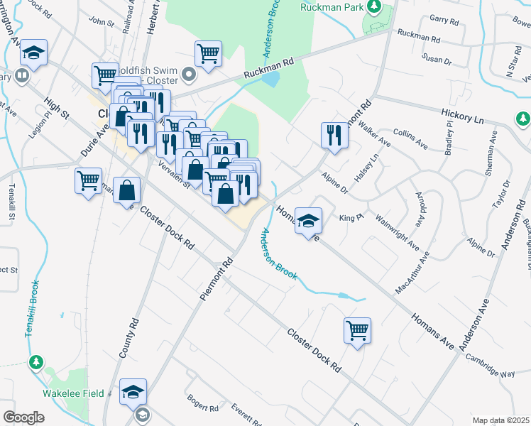 map of restaurants, bars, coffee shops, grocery stores, and more near 577 Piermont Road in Closter