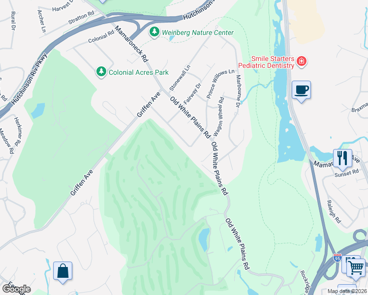 map of restaurants, bars, coffee shops, grocery stores, and more near 9 Carriage House Lane in Mamaroneck