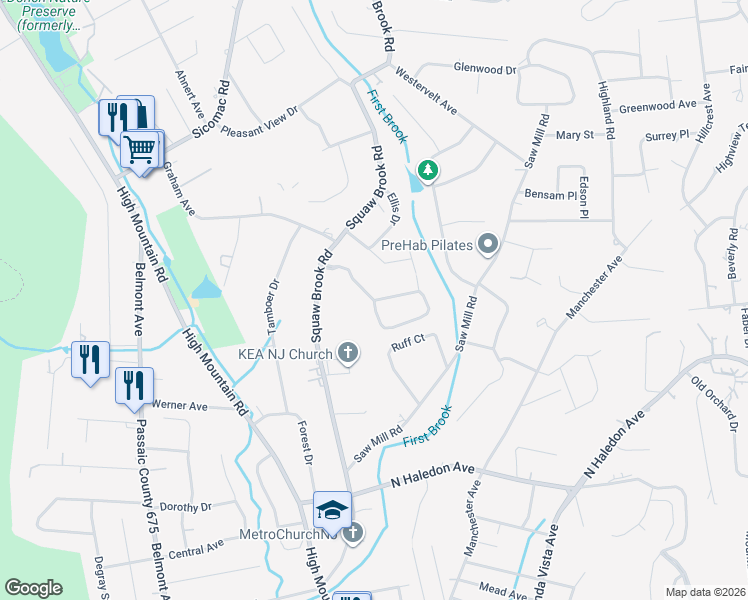 map of restaurants, bars, coffee shops, grocery stores, and more near 7 Hunter Road in North Haledon
