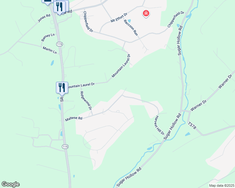 map of restaurants, bars, coffee shops, grocery stores, and more near 197 Maltese Road in Effort