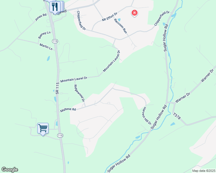 map of restaurants, bars, coffee shops, grocery stores, and more near 197 Maltese Road in Effort