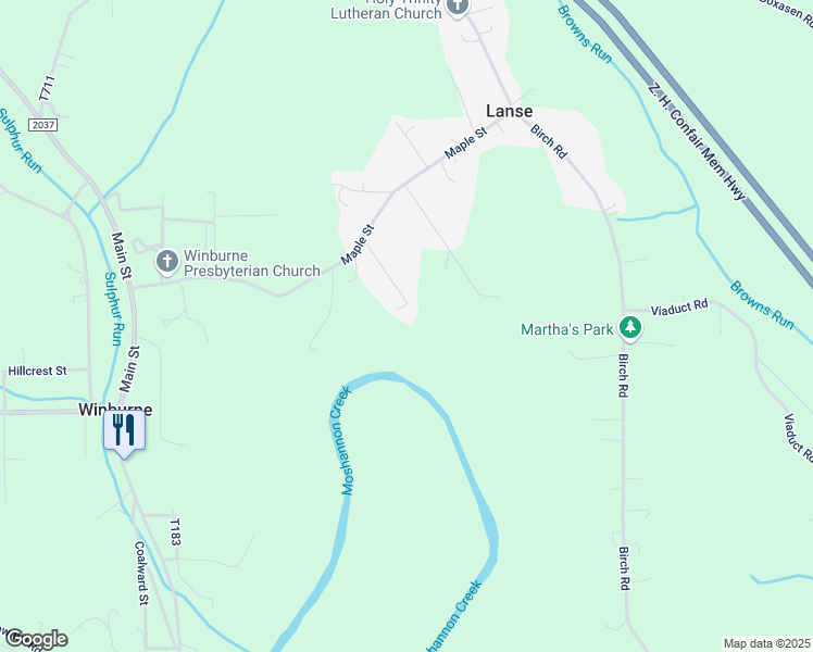 map of restaurants, bars, coffee shops, grocery stores, and more near 154 Chestnut Road in Winburne