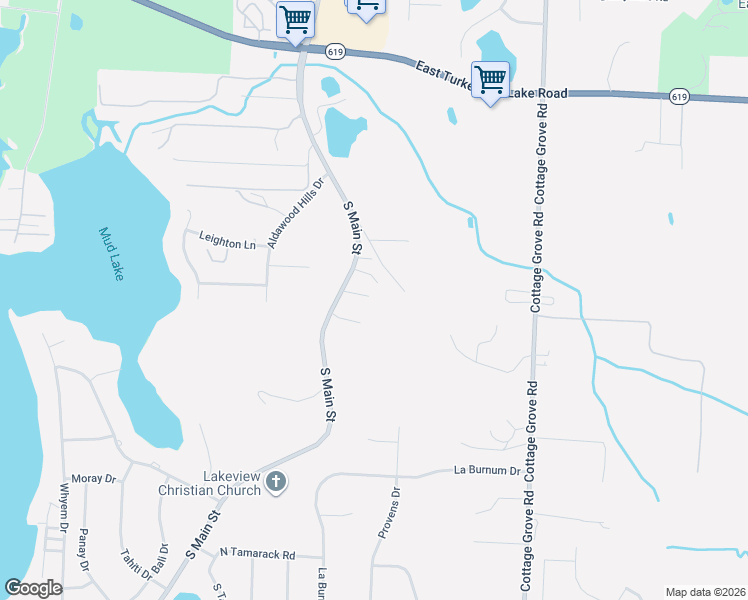 map of restaurants, bars, coffee shops, grocery stores, and more near 4399 South Main Street in Akron