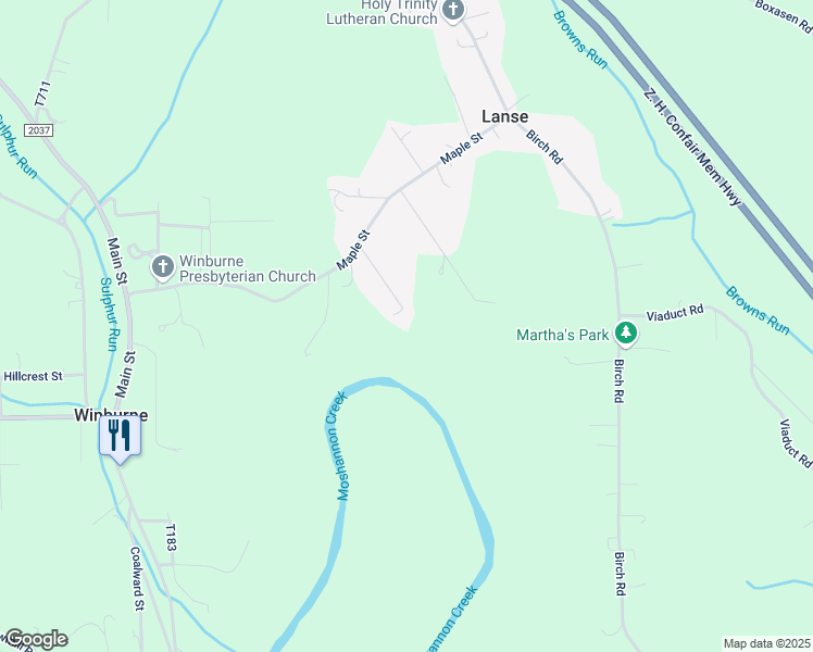 map of restaurants, bars, coffee shops, grocery stores, and more near 154 Chestnut Road in Winburne