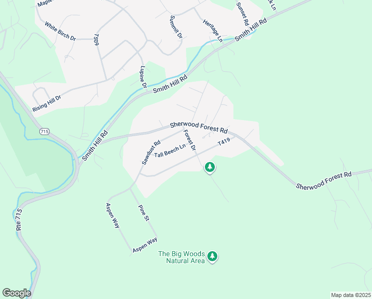 map of restaurants, bars, coffee shops, grocery stores, and more near 207 Tall Beech Lane in Saylorsburg