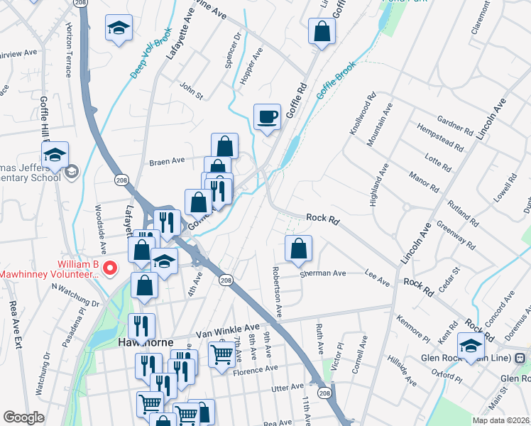 map of restaurants, bars, coffee shops, grocery stores, and more near 425 North 4th Avenue in Hawthorne