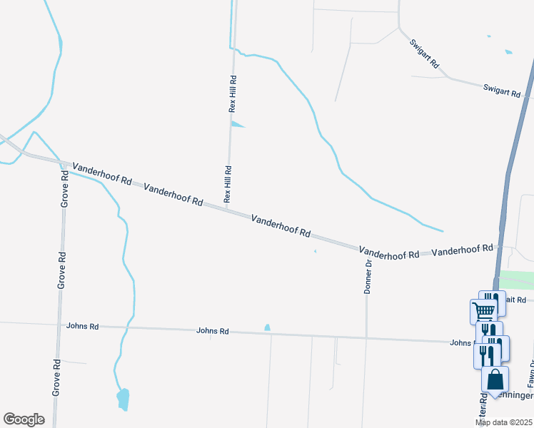 map of restaurants, bars, coffee shops, grocery stores, and more near 1581 Vanderhoof Road in Barberton