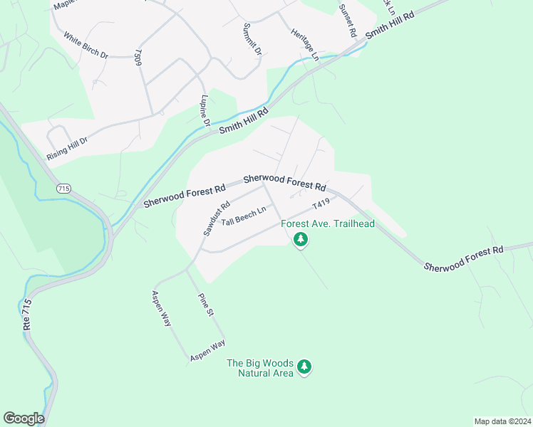 map of restaurants, bars, coffee shops, grocery stores, and more near 207 Tall Beech Lane in Saylorsburg