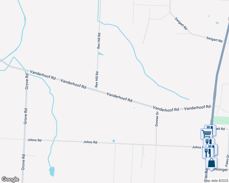 map of restaurants, bars, coffee shops, grocery stores, and more near 1581 Vanderhoof Road in Barberton