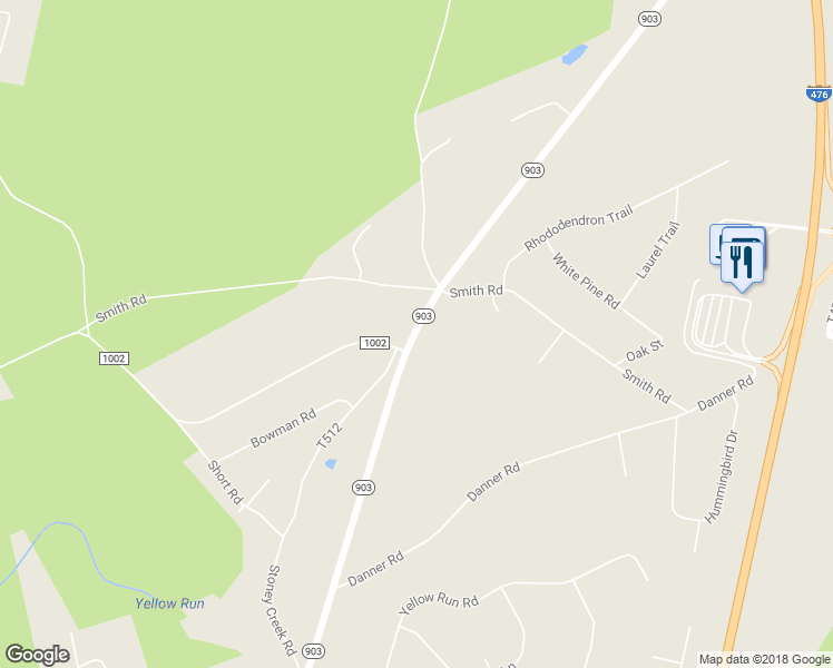 map of restaurants, bars, coffee shops, grocery stores, and more near 1836 Pennsylvania 903 in Jim Thorpe