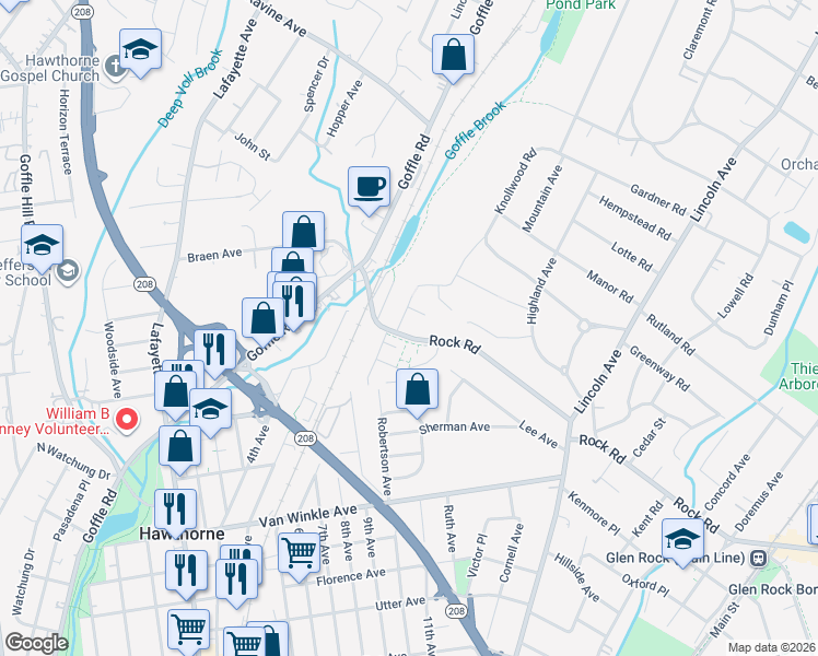 map of restaurants, bars, coffee shops, grocery stores, and more near 10 Barker Avenue in Hawthorne