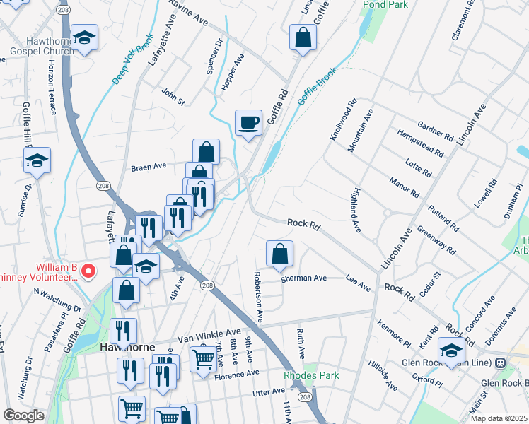 map of restaurants, bars, coffee shops, grocery stores, and more near 10 Barker Avenue in Hawthorne