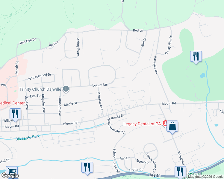 map of restaurants, bars, coffee shops, grocery stores, and more near 2 Cotswold Street in Danville