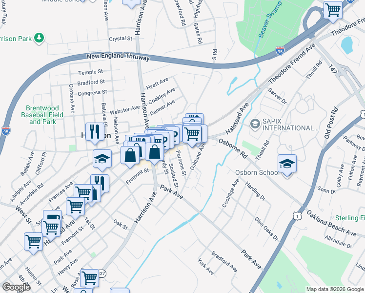 map of restaurants, bars, coffee shops, grocery stores, and more near 327 Halstead Avenue in Harrison