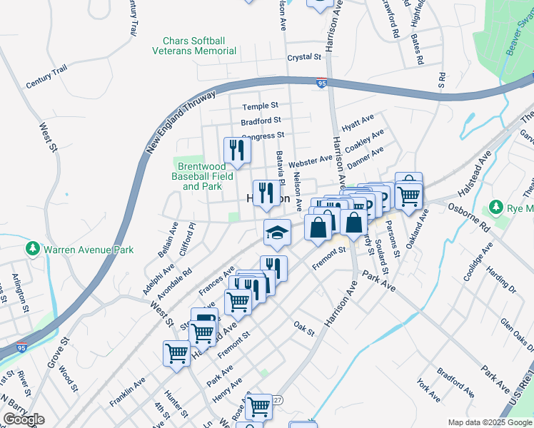 map of restaurants, bars, coffee shops, grocery stores, and more near in Harrison