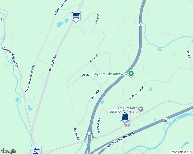map of restaurants, bars, coffee shops, grocery stores, and more near 131 Ruby Lane in Stroudsburg
