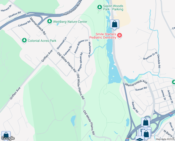 map of restaurants, bars, coffee shops, grocery stores, and more near 17 Gate House Lane in Mamaroneck