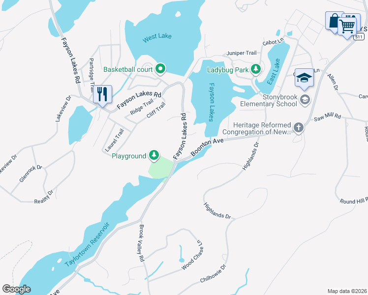 map of restaurants, bars, coffee shops, grocery stores, and more near 4 Fayson Lakes Road in Kinnelon