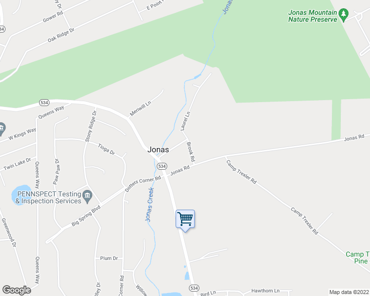 map of restaurants, bars, coffee shops, grocery stores, and more near 5117 Brook Road in Kunkletown