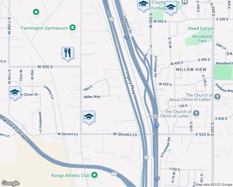 map of restaurants, bars, coffee shops, grocery stores, and more near 414 Miller Way in Farmington
