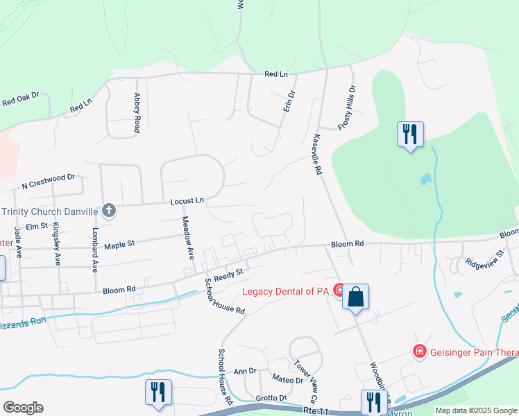 map of restaurants, bars, coffee shops, grocery stores, and more near 21 Cotswold Street in Danville