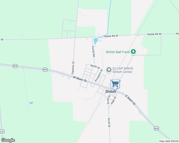 map of restaurants, bars, coffee shops, grocery stores, and more near 24 Delaware Street in Shiloh