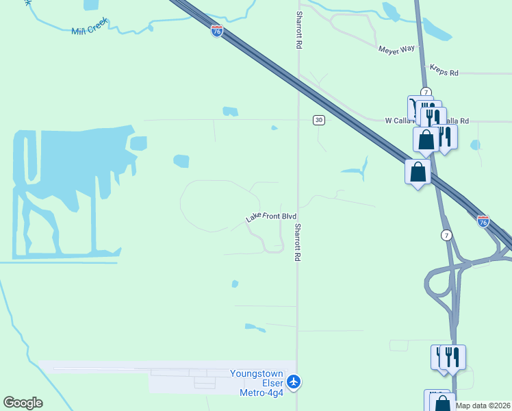 map of restaurants, bars, coffee shops, grocery stores, and more near 1205 Lake Front Boulevard in North Lima