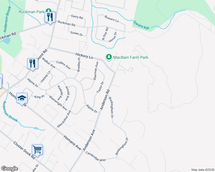 map of restaurants, bars, coffee shops, grocery stores, and more near 206 Anderson Avenue in Closter