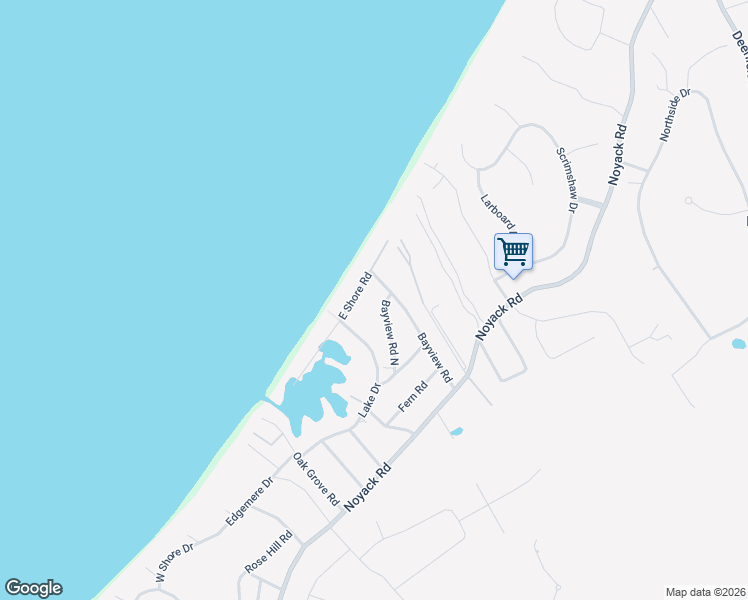 map of restaurants, bars, coffee shops, grocery stores, and more near 33 Bayview Road North in Southampton