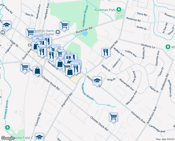 map of restaurants, bars, coffee shops, grocery stores, and more near 510 Piermont Road in Closter