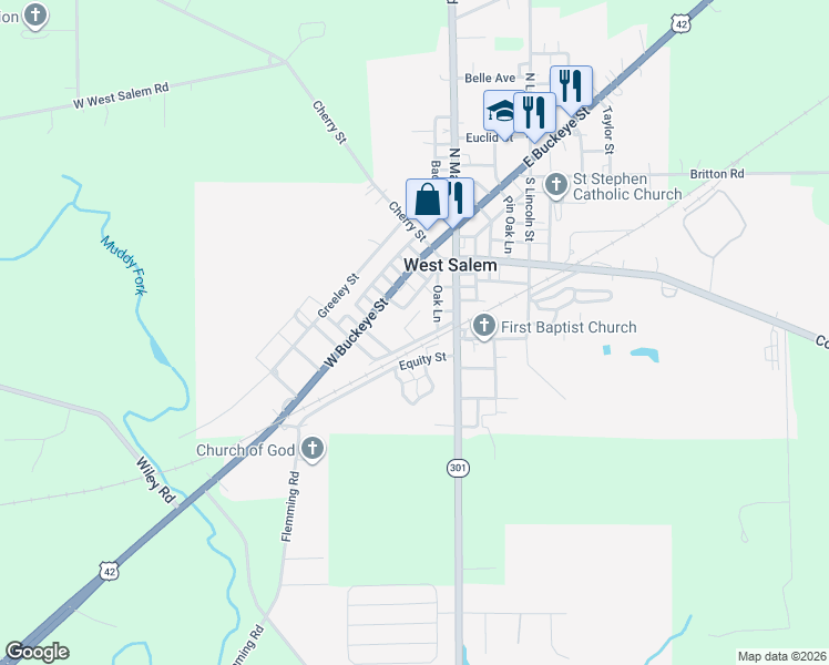 map of restaurants, bars, coffee shops, grocery stores, and more near 5 Centennial Dr in West Salem