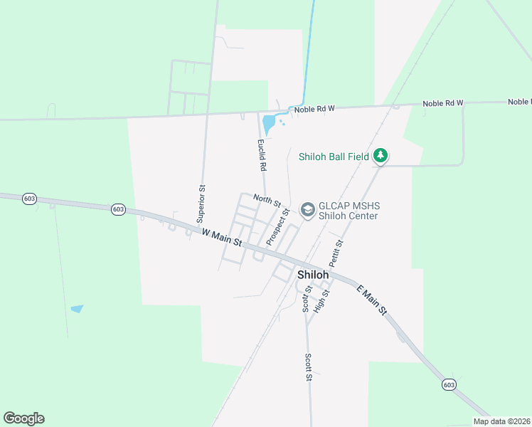 map of restaurants, bars, coffee shops, grocery stores, and more near 24 Delaware Street in Shiloh