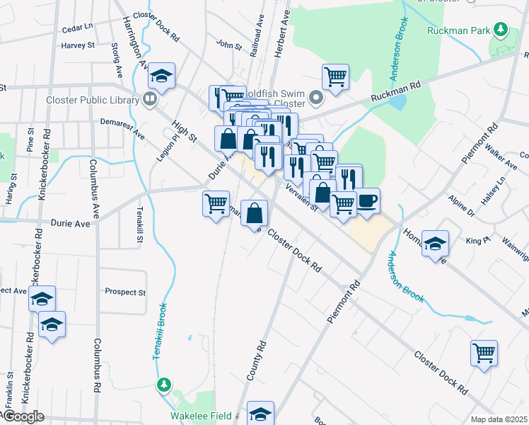map of restaurants, bars, coffee shops, grocery stores, and more near 336 Closter Dock Road in Closter