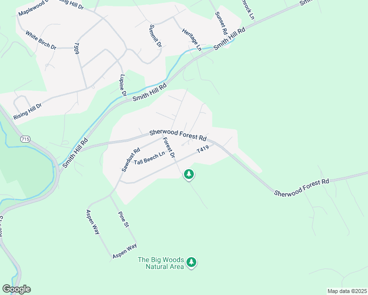 map of restaurants, bars, coffee shops, grocery stores, and more near 115 Tall Beech Lane in Saylorsburg