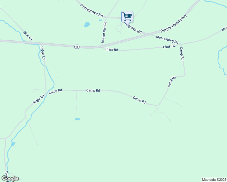 map of restaurants, bars, coffee shops, grocery stores, and more near Camp Road in Montour County