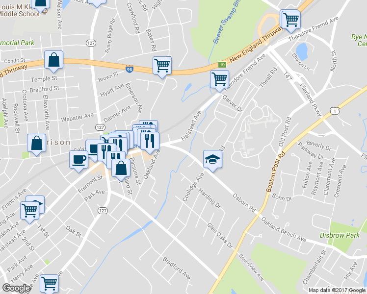 map of restaurants, bars, coffee shops, grocery stores, and more near 180 Osborn Road in Harrison