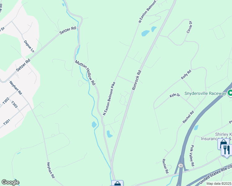 map of restaurants, bars, coffee shops, grocery stores, and more near 218 North Easton Belmont Pike in Stroudsburg