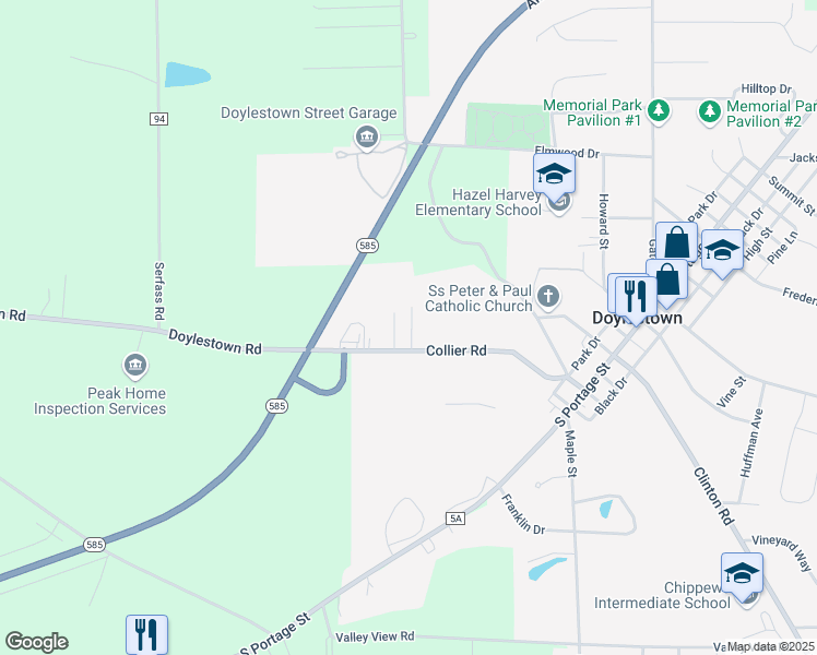 map of restaurants, bars, coffee shops, grocery stores, and more near 240 Collier Drive in Doylestown